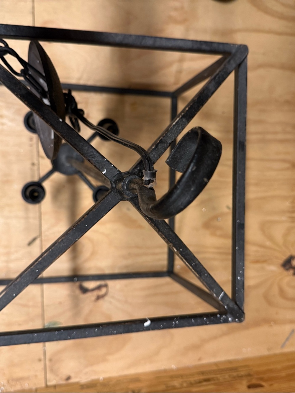 Black Metal Cage Chandelier Light Fixture